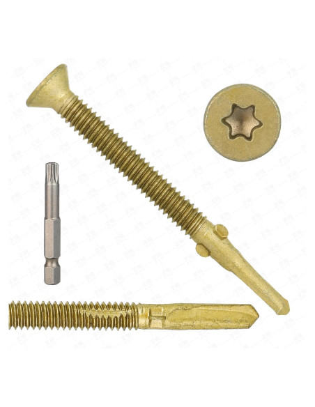 50 Tornillos Autoperforantes T30 Torx 14 x 70 mm para Madera a Metal