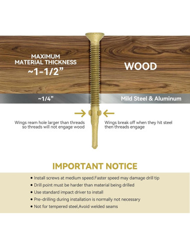 50 Tornillos Autoperforantes T30 Torx 14 x 70 mm para Madera a Metal