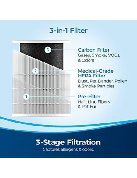 Purificador de Aire BISSELL Air180 HEPA para Hogar y Mascotas