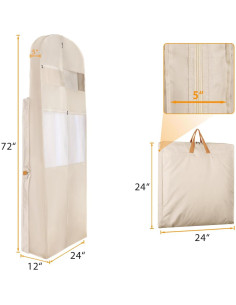 Bolsa de Vestido de Novia Zilink 182 cm con 5 Bolsillos Beige 2