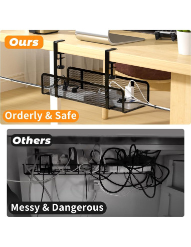 Bandeja Organizadora de Cables Foellstoe - 40x12x7 cm - Sin Taladrar