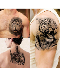 49 Hojas Tatuajes Temporales TASROI Animales Negros 3D 2