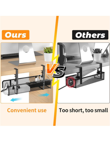 Bandeja Organizadora de Cables Foellstoe - 40x12x7 cm - Sin Taladrar