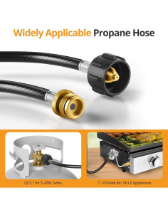 Adaptador de Manguera de Propano Jakivew 4 Pies QCC1 20lb a 1lb 2