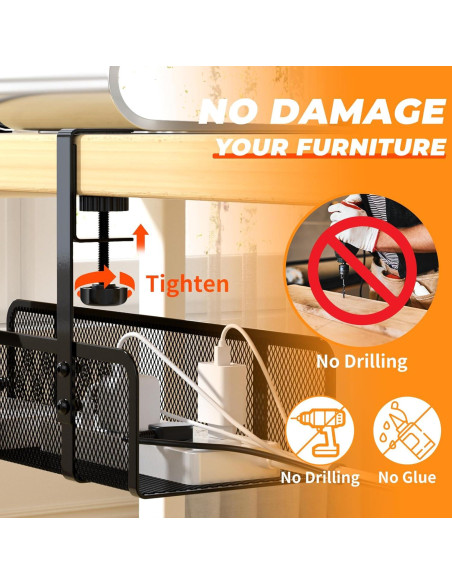 Bandeja Organizadora de Cables Foellstoe - 40x12x7 cm - Sin Taladrar