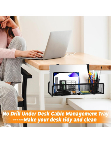 Bandeja Organizadora de Cables Foellstoe - 40x12x7 cm - Sin Taladrar