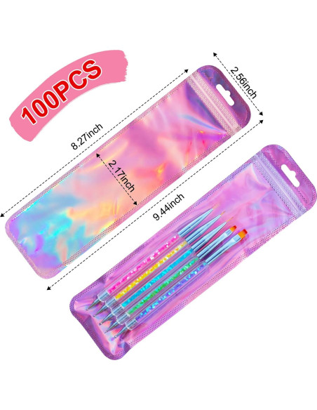 100 Bolsas de Empaque Holográficas Lokyango 6.5x24 cm Reutilizables