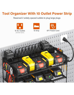 Organizador de Herramientas JUNNUJ con 10 Salidas y Soporte de Taladro 2