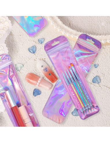 100 Bolsas de Empaque Holográficas Lokyango 6.5x24 cm Reutilizables