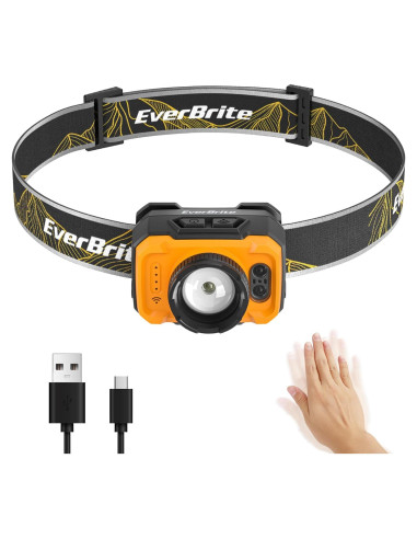 Linterna Frontal LED EverBrite Recargable 600 Lúmenes Naranja