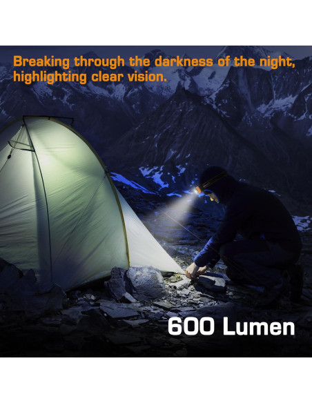 Linterna Frontal LED EverBrite Recargable 600 Lúmenes Naranja