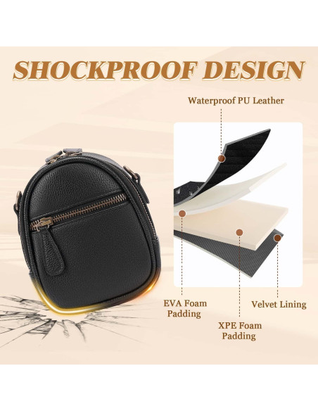 Bolsa de cámara bandolera 1L PU impermeable negra DSLR