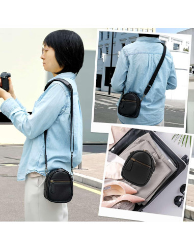 Bolsa de cámara bandolera 1L PU impermeable negra DSLR