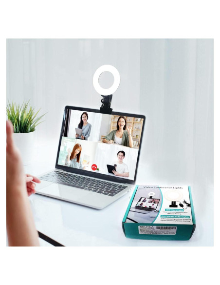 Kit de Iluminación LED Ring Light 3200K-6500K Ajustable para Videoconferencias y Creadores de Contenido