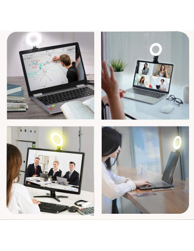 Kit de Iluminación LED Ring Light 3200K-6500K Ajustable para Videoconferencias y Creadores de Contenido