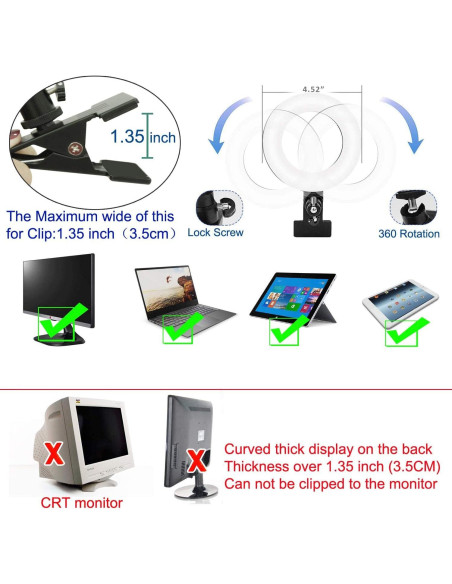 Kit de Iluminación LED Ring Light 3200K-6500K Ajustable para Videoconferencias y Creadores de Contenido