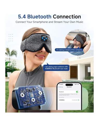 Máscara de Sueño Voerou con Auriculares Bluetooth Inalámbricos