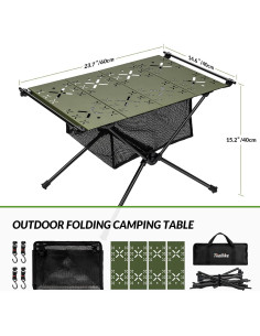 Mesa de Camping Plegable Thallike Verde Militar 61x37cm 2