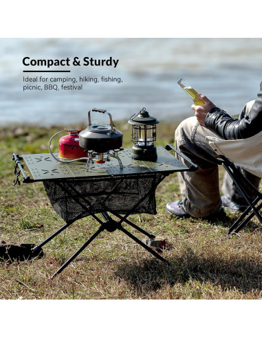 Mesa de Camping Plegable Thallike Verde Militar 61x37cm