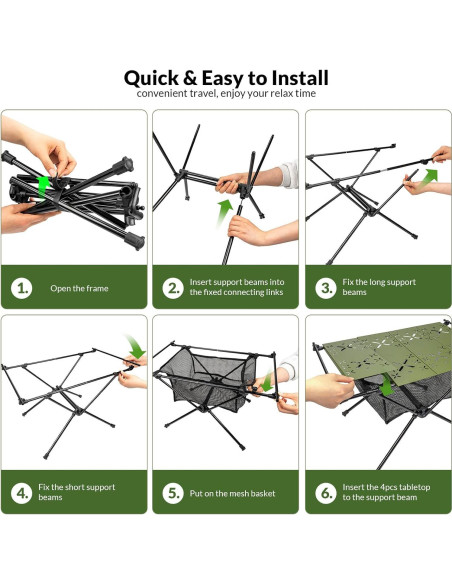 Mesa de Camping Plegable Thallike Verde Militar 61x37cm