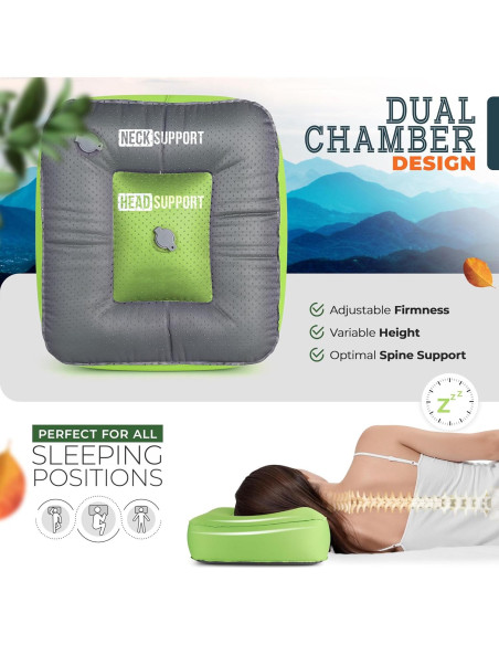 Almohada Inflable de Camping SkogzillaCo TrailNeck 1.0 Verde