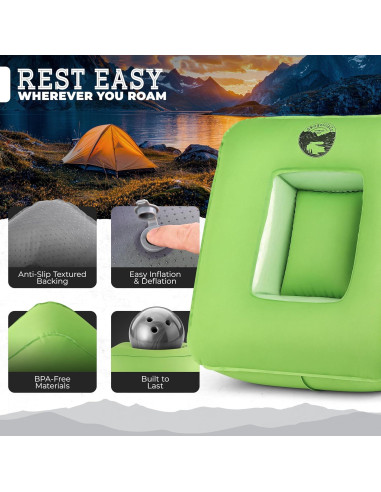 Almohada Inflable de Camping SkogzillaCo TrailNeck 1.0 Verde