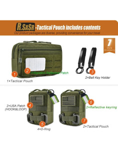 Paquete de 3 Bolsas Tácticas Molle R.SASR Verde Militar 2