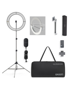 Kit Pro GLAMCOR Galileo - Luz de Anillo 45.72 cm Plegable