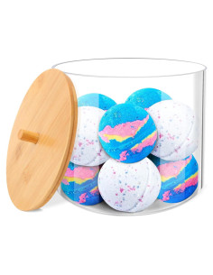 Contenedor de cápulas de lavandería JYPS 16.5cm con tapa de bambú