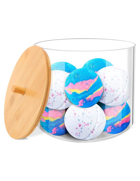 Contenedor de cápulas de lavandería JYPS 16.5cm con tapa de bambú