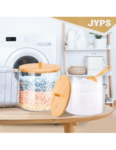 Contenedor de cápulas de lavandería JYPS 16.5cm con tapa de bambú