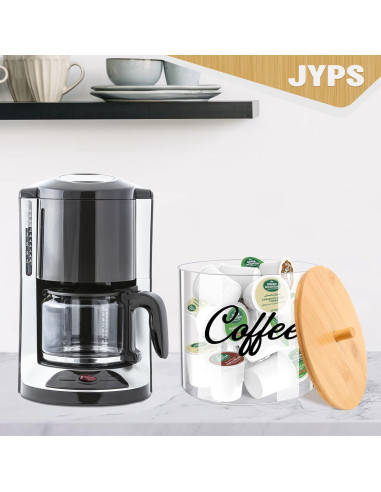 Contenedor de cápulas de lavandería JYPS 16.5cm con tapa de bambú