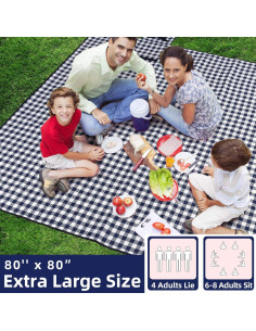 Manta de Picnic ZAZE XL 203x203cm Impermeable Lavable Azul 2