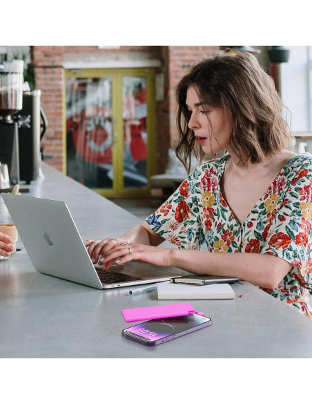 Cargador Portátil Delgado Auskang 5000mAh con Cable Lightning Rosa Cargador Portátil Delgado Auskang 5000mAh con Cable Lightning Rosa