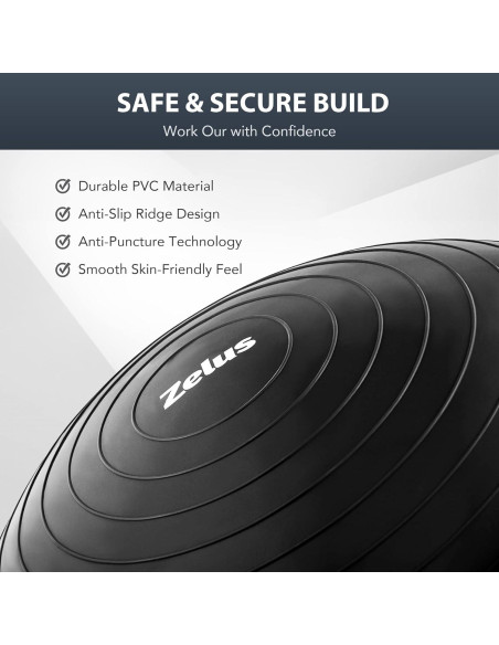 Bola de Equilibrio ZELUS 58 cm con Bandas de Resistencia y Bomba