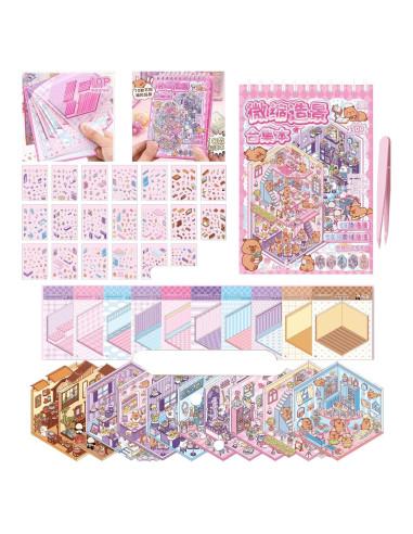 Libro de Stickers 3D TIYIMIYUXU - 10 Escenas Reutilizables