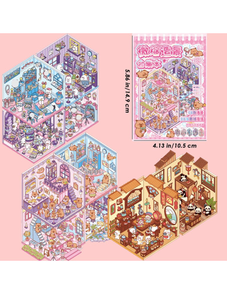 Libro de Stickers 3D TIYIMIYUXU - 10 Escenas Reutilizables