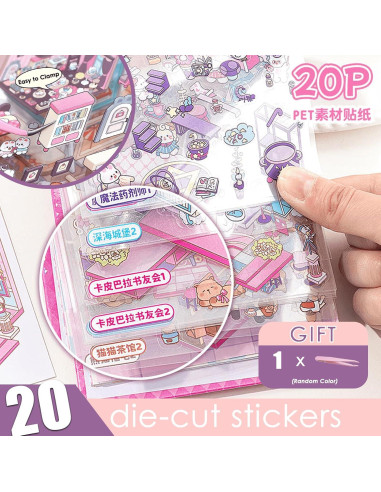 Libro de Stickers 3D TIYIMIYUXU - 10 Escenas Reutilizables