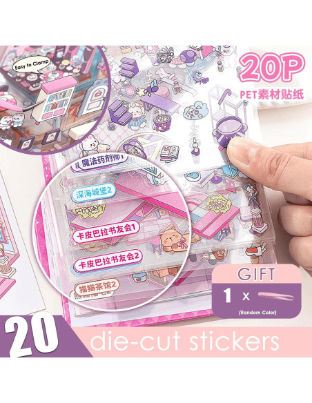 Libro de Stickers 3D TIYIMIYUXU - 10 Escenas Reutilizables