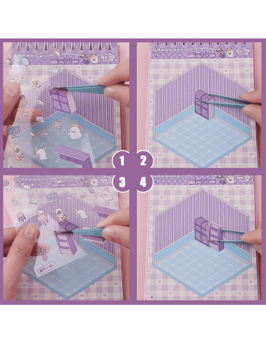 Libro de Stickers 3D TIYIMIYUXU - 10 Escenas Reutilizables