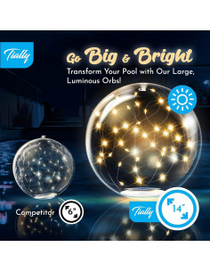 Luces Flotantes de Piscina Solar TIALLY - 2 Paquete LED 35.56 cm 2