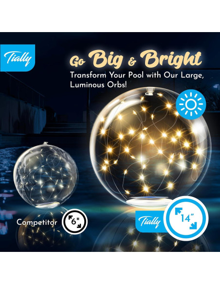 Luces Flotantes de Piscina Solar TIALLY - 2 Paquete LED 35.56 cm