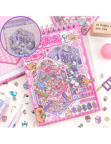 Libro de Stickers 3D TIYIMIYUXU - 10 Escenas Reutilizables