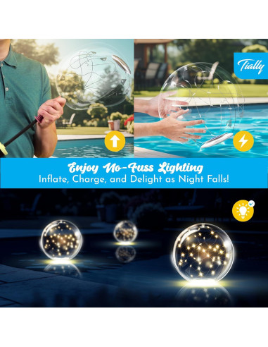 Luces Flotantes de Piscina Solar TIALLY - 2 Paquete LED 35.56 cm