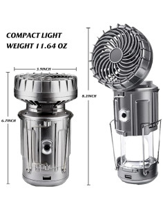 Linterna Solar JINWEN con Ventilador 2 en 1 - 330g 2