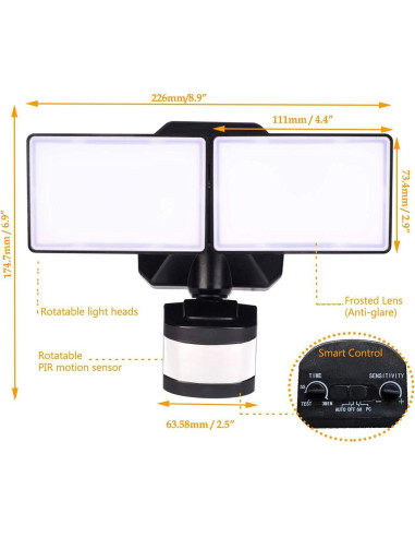 Luz de Inundación LED EMANER con Sensor de Movimiento 28W