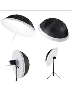 Paraguas Difusor Parabólico HappyGo 150cm Negro/Plata 2