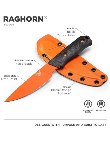 Cuchillo de Caza Benchmade Raghorn 15600OR Fibra Carbono 22.6cm