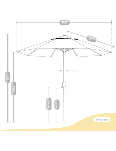 Paraguas de Patio Redondo 274cm California Umbrella Beige