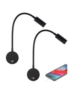 Luz de Lectura LED Regulable WisHomee con USB 12V - 2 Paquete